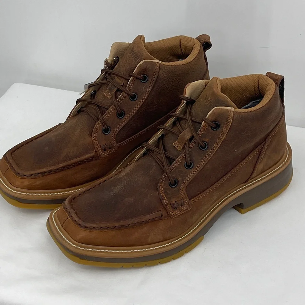 Wrangler Men's Brown Leather Chukka Moc Toe Boots SIZE 8 M NWT